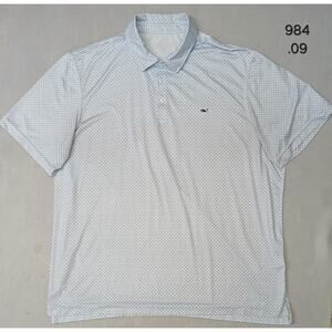 Vineyard Vines (2XL) White Button Silk Collar Polo Tee Shirt